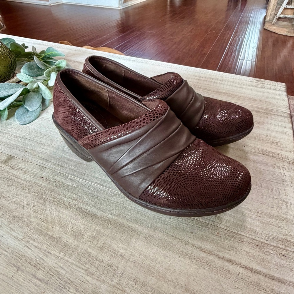 Montana by Softspots Brown Snakeskin Embossed Leather Wedge Loafers 9.5M 6001120